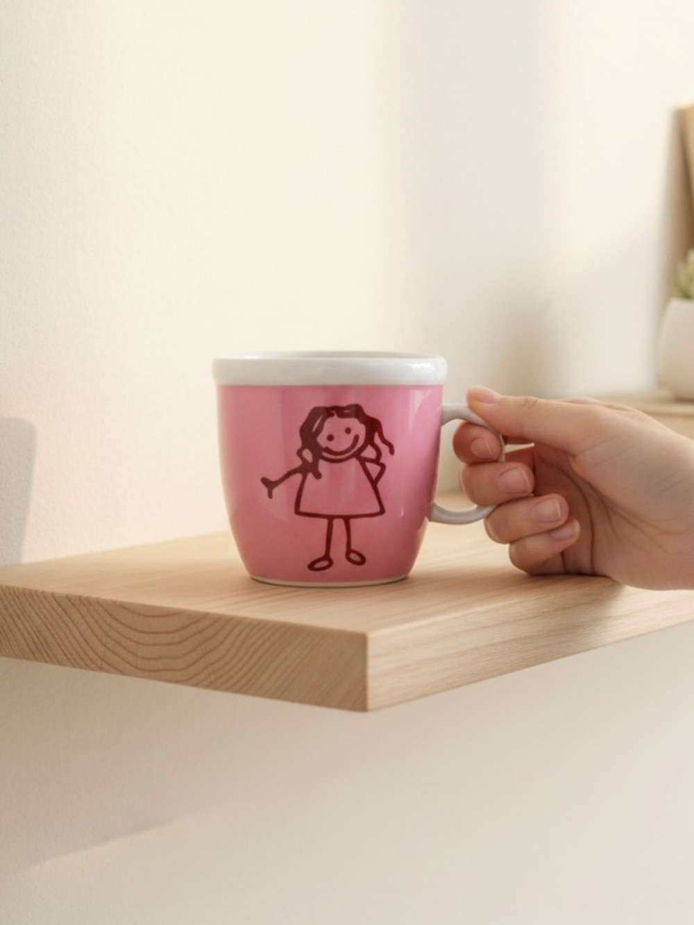Vintage‎ Bodum Pink Stick Figure Children's Mug 2008 Danish Espresso Girlie